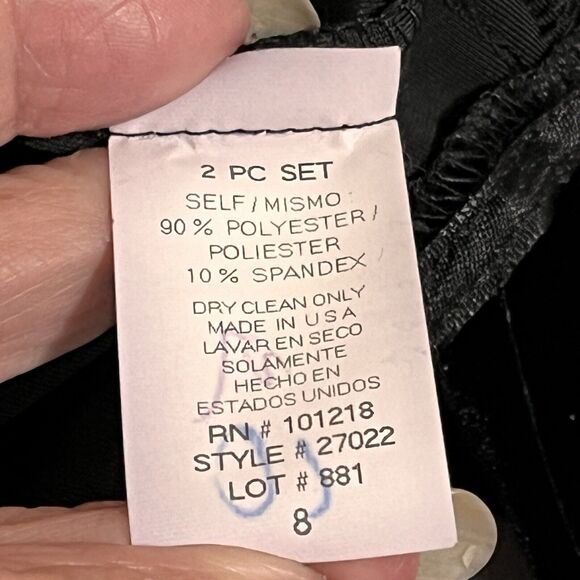 Kurtz Black Velvet Maxi Dress 2 PC SZ 8 Formal Timeless Cropped Jacket Glam - Picture 13 of 14